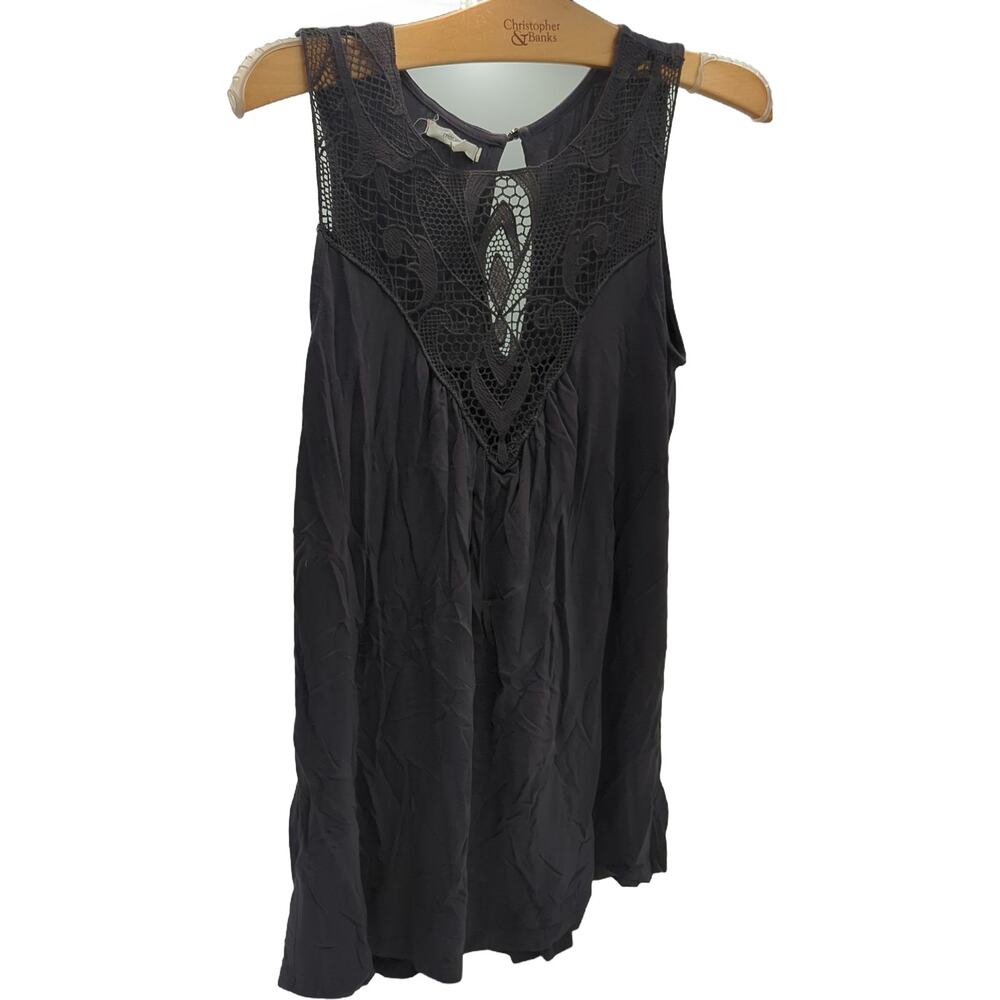 maurices S Black Crochet Lace V-Yoke Sleeveless Blouse